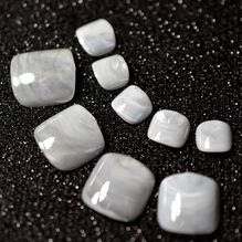 Накладные ногти для ног "Мрамор" (серый)