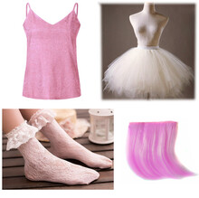 Готовый образ №200: топ, юбка-пачка, накладная прядь, носочки