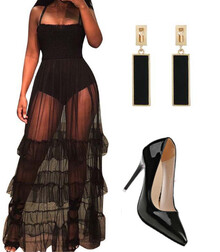 Готовый образ №333: платье, туфли, клипсы