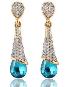 Клипсы "Иветта" с бирюзовым камнем 