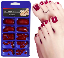 Бордовые накладные ногти для педикюра 