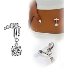 Клипса-пирсинг для пупка (серебро)