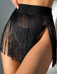 Мини-юбка с длинной бахромой